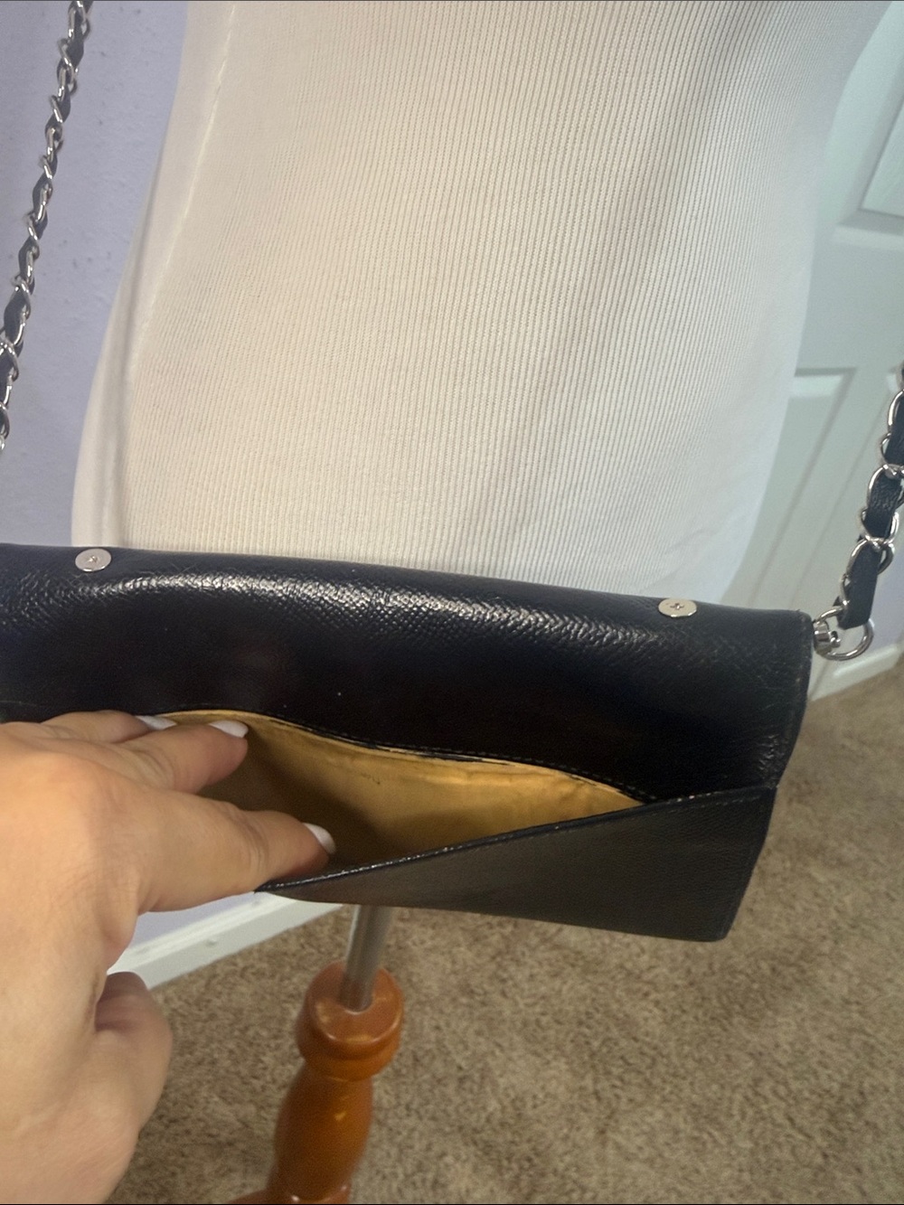 Vintage Chanel Women Black CC Flap Wallet on Chain - Picture 5 of 14